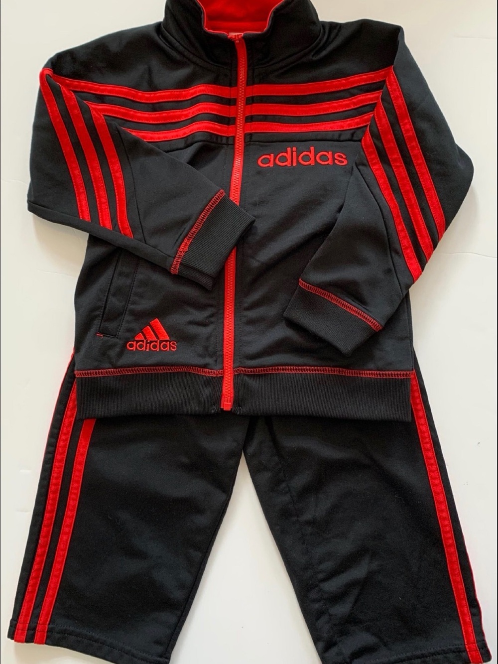 Adidas Black and Red Kids Tracksuit Set Size 3T